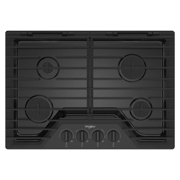 Whirlpool 30-inch Built-in Gas Cooktop with EZ-2-Lift™ Hinged Cast-Iron Grates WCGK5030PB IMAGE 1