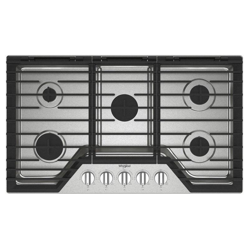 Whirlpool 36-inch Built-in Gas Cooktop with EZ-2-Lift™ Hinged Cast-Iron Grates WCGK5036PS IMAGE 1
