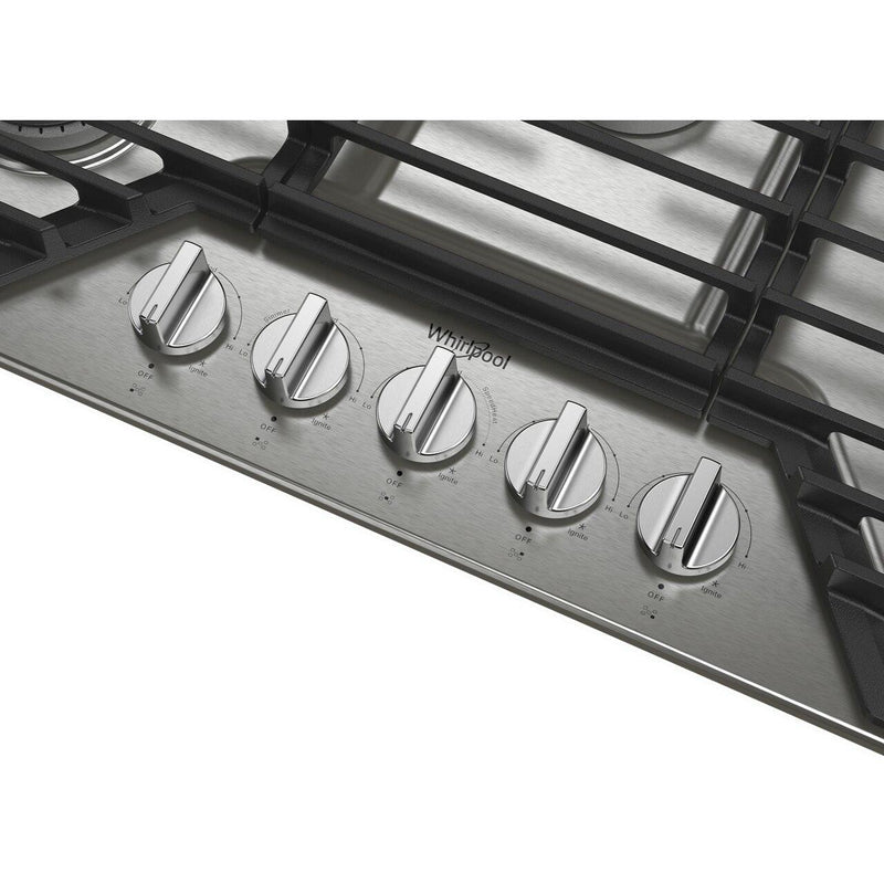Whirlpool 36-inch Built-in Gas Cooktop with EZ-2-Lift™ Hinged Cast-Iron Grates WCGK5036PS IMAGE 5