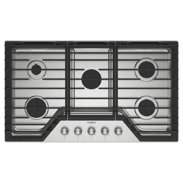 Whirlpool 36-inch Built-in Gas Cooktop with EZ-2-Lift™ Hinged Cast-Iron Grates WCGK7036PS IMAGE 1
