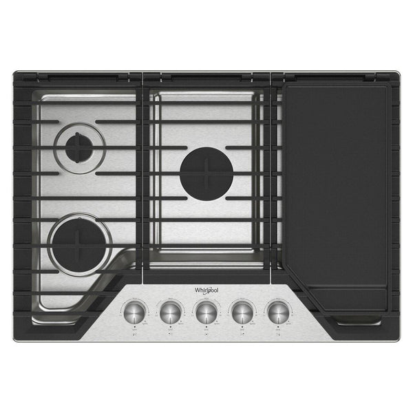 Whirlpool 30-inch Built-in Gas Cooktop with 2-in-1 Hinged Grate to Griddle WCGK7530PS IMAGE 1