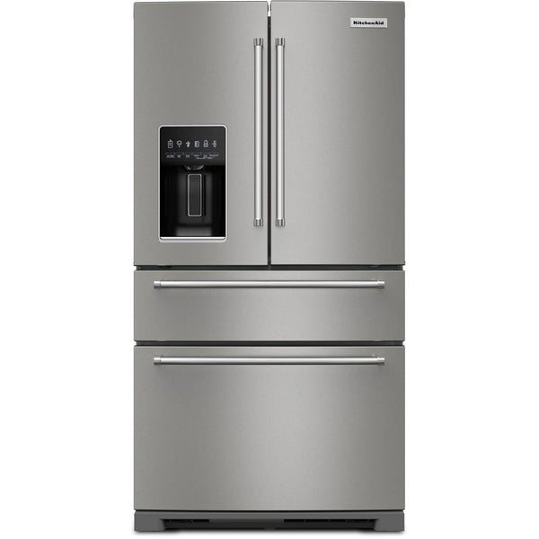 KitchenAid 36-inch French 4-Door Refrigerator with External Water and Ice Dispensing system KRMF536RPS IMAGE 1