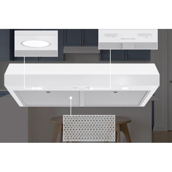 Broan 36-inch Glacier GLA1 Series Under-Cabinet Range Hood GLA1363WW IMAGE 3