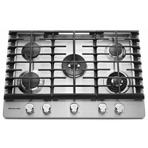 KitchenAid 30-inch Built-in Gas Cooktop with Griddle KCGS950ESS IMAGE 1