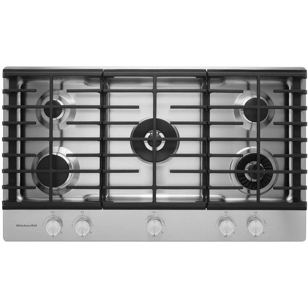 KitchenAid 36-inch Built-in Gas Cooktop with Griddle KCGS956ESS IMAGE 1