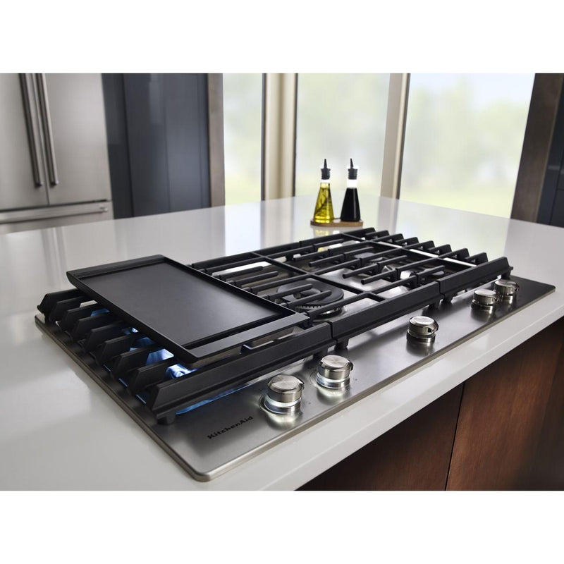 KitchenAid 36-inch Built-in Gas Cooktop with Griddle KCGS956ESS IMAGE 8