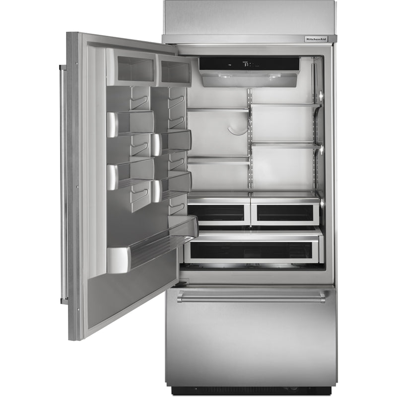 KitchenAid 36-inch, 20.9 cu.ft. Built-in Bottom Freezer Refrigerator with Internal Ice Maker KBBL306ESS IMAGE 2