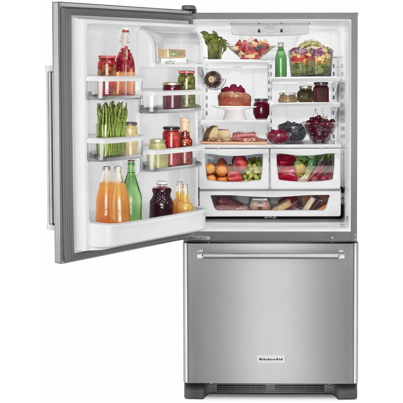 KitchenAid 30-inch, 18.7 cu. ft. Bottom Freezer Refrigerator KRBL109ESS IMAGE 3