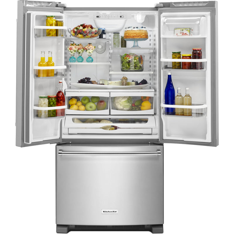 KitchenAid 33-inch, 22 cu. ft. Freestanding French 3-Door Refrigerator with Internal Water Dispenser KRFF302ESS IMAGE 3