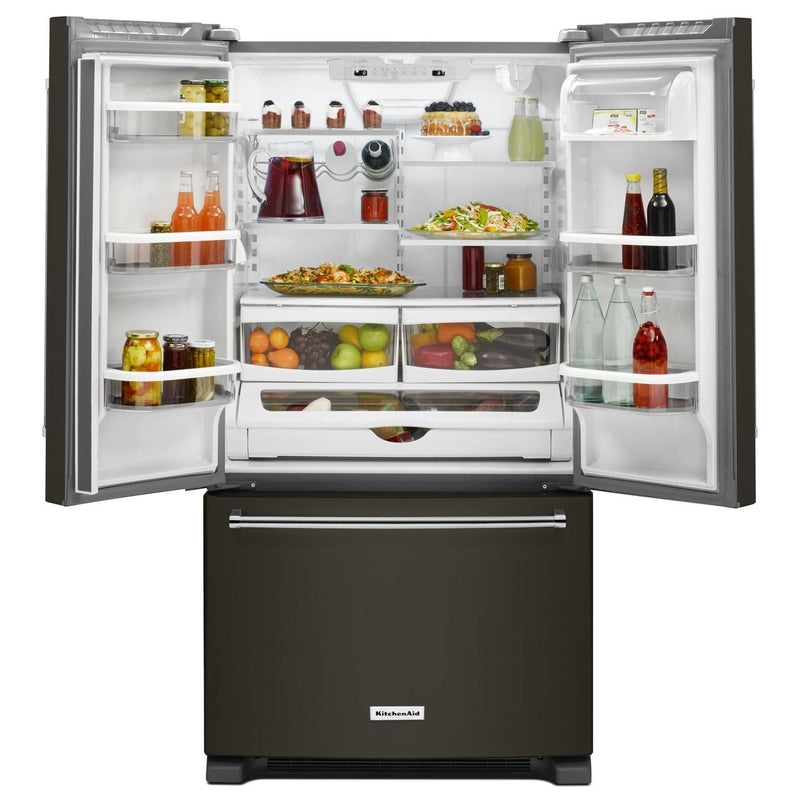 KitchenAid 36-inch, 20 cu. ft. French 3-Door Refrigerator with Interior Water Dispenser KRFC300EBS IMAGE 3