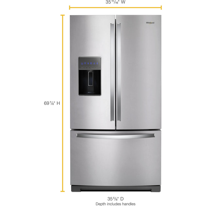 Whirlpool 36-inch, 26.8 cu. ft. Freestanding French 3-Door Refrigerator Water and Ice Dispensing System WRF757SDHZ IMAGE 12