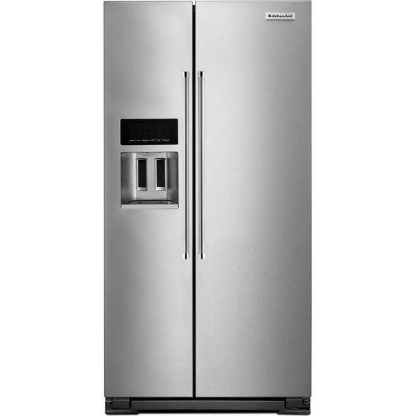 KitchenAid 22.6 cu ft. Counter-Depth Side-by-Side Refrigerator with Exterior Ice and Water Dispenser KRSC703HPS IMAGE 1
