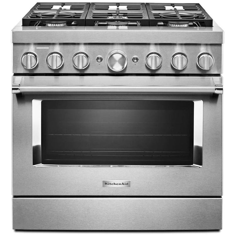 KitchenAid 36-inch Freestanding Dual Fuel Range with Even-Heat™ True Convection KFDC506JSS IMAGE 1