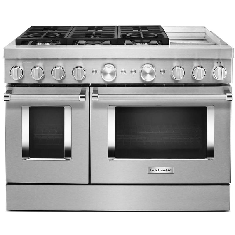 KitchenAid 48-inch Freestanding Dual Fuel Range with Even-Heat™ True Convection KFDC558JSS IMAGE 1