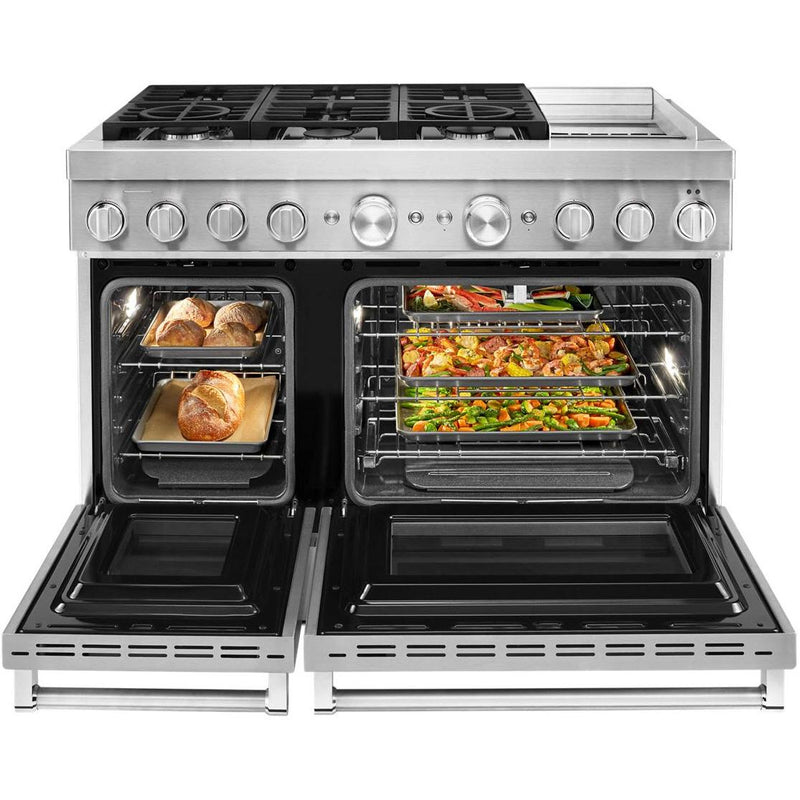 KitchenAid 48-inch Freestanding Dual Fuel Range with Even-Heat™ True Convection KFDC558JSS IMAGE 3