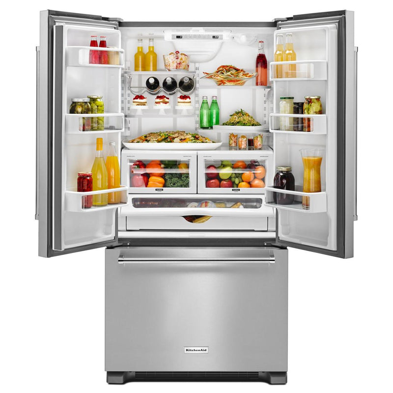 KitchenAid 36-inch, 22 cu.ft. Counter-Depth French 3-Door Refrigerator with Interior Water Dispenser KRFC302ESS IMAGE 3
