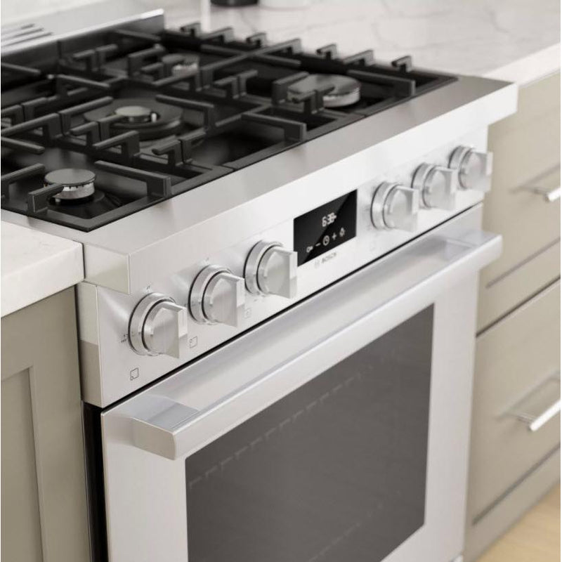 Bosch 30-inch Freestanding Dual Fuel Range with Convection Technology HDS8055C/01 IMAGE 3