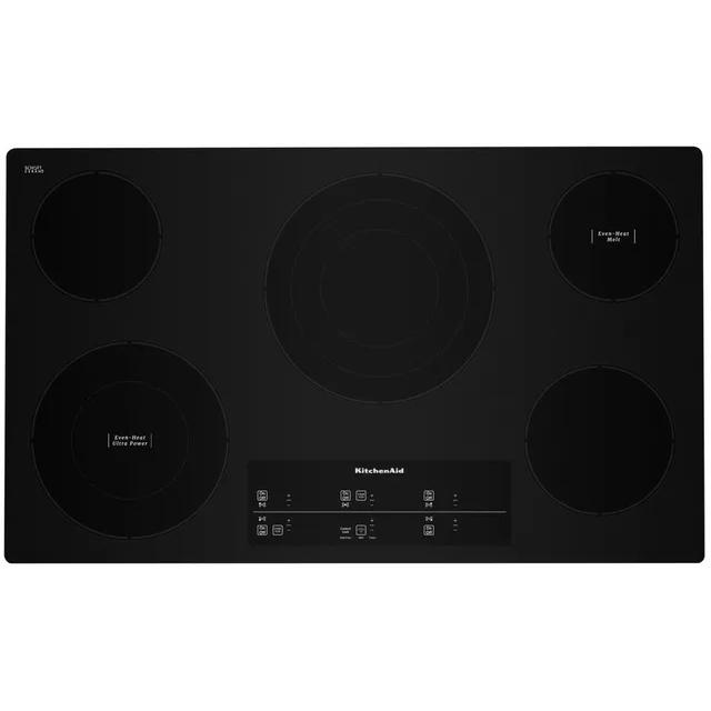 KitchenAid 36-inch Built-In Electric Cooktop with Even-Heat™ Technology KCES956KBL IMAGE 1